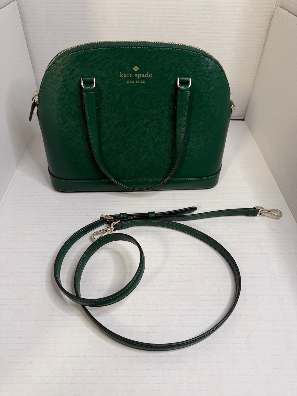 Kate Spade New York Deep Jade Sadie Dome Satchel Top Handle Zip Detachable Strap